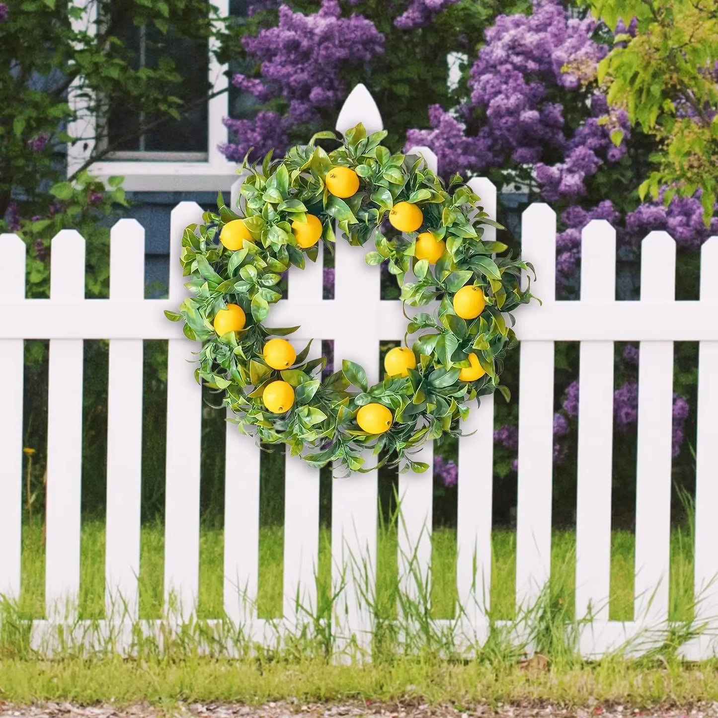 Stunning 45Cm Lemon Artificial Wreath - Perfect for Spring & Summer Decor, Ideal for Farmhouse, Yard, Festivals & Indoor/Outdoor Use
