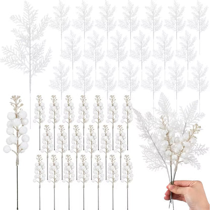 Sparkling Pink Christmas Berry Stalk - 26Cm Pine Needle Flower for Tree Ornaments & DIY Wreath Decor