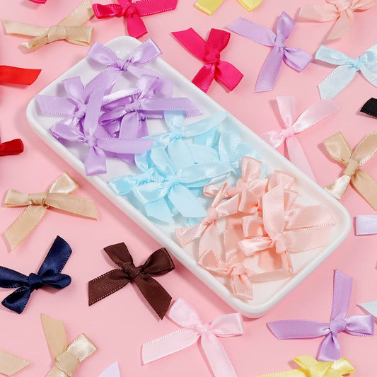 50Pcs Multicolor Satin Ribbon Bows - Perfect for DIY Crafts, Birthday & Wedding Decorations!