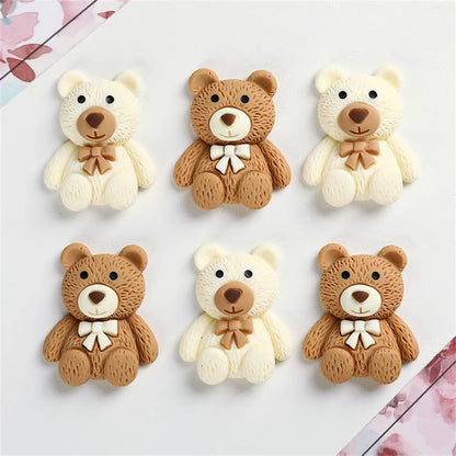 Adorable Cartoon Beige Coffee Bear Resin Cabochons - 10-100 Pcs for Phone Decor, Scrapbooking, DIY Crafts & Hair Bows!