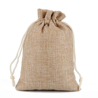 10-Pack Handmade Natural Burlap & Cotton Linen Drawstring Gift Bags - Perfect for Weddings, Christmas, Jewelry & More!