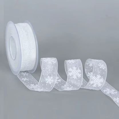 5M Christmas Satin Ribbons with Snowflake Pattern - Perfect for Gift Bows, DIY Crafts, and Holiday Decor