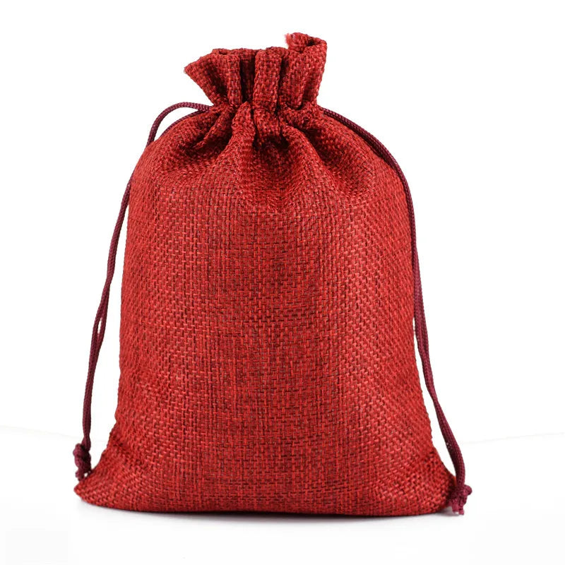 10-Pack Handmade Natural Burlap & Cotton Linen Drawstring Gift Bags - Perfect for Weddings, Christmas, Jewelry & More!