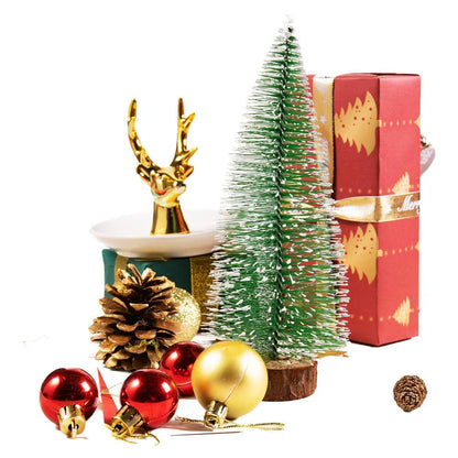 Charming 10-30CM Christmas Pine Tree with Wooden Base - Perfect Holiday Decor for Home, Parties, and New Year Celebrations!