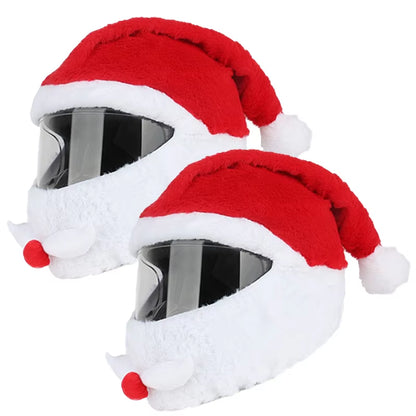 Christmas Motorcycle Helmet Hat - Fun & Cozy Plush Cover for Winter Riding (1 or 2 Pcs)