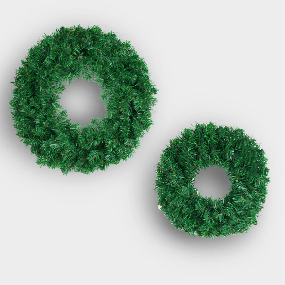 Seasonal Artificial Green Wreath - 30/40/50Cm PVC Wall Decor with Christmas Ribbon for Front Door & Fall Celebrations