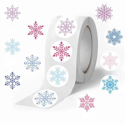 500Pcs Festive Christmas Sticker Roll - Snowman, Snowflake & Santa Claus Reward Labels for Kids' Toys and Thank You Gifts