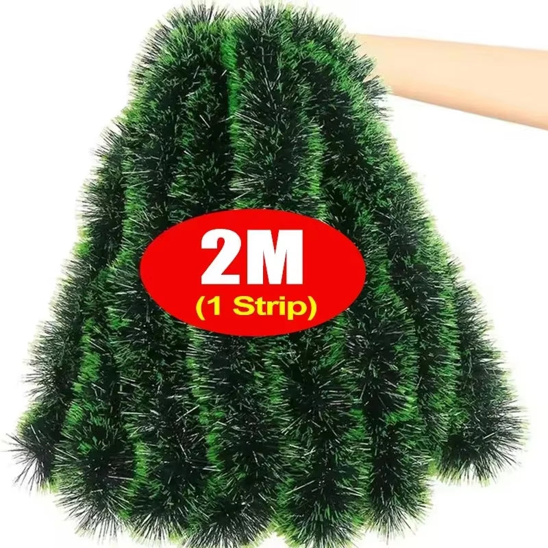 Festive Green Tinsel Ribbons Garland - Perfect for Christmas Trees, Wreaths, Weddings, and Holiday Decor