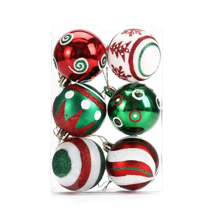6-Piece 6cm Colorful Plastic Christmas Ball Set - Festive Tree Ornaments for a Joyful Holiday Atmosphere