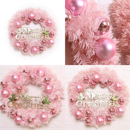Stunning 30Cm Pink Rose Gold Christmas Wreath - Festive Door & Window Garland Decoration
