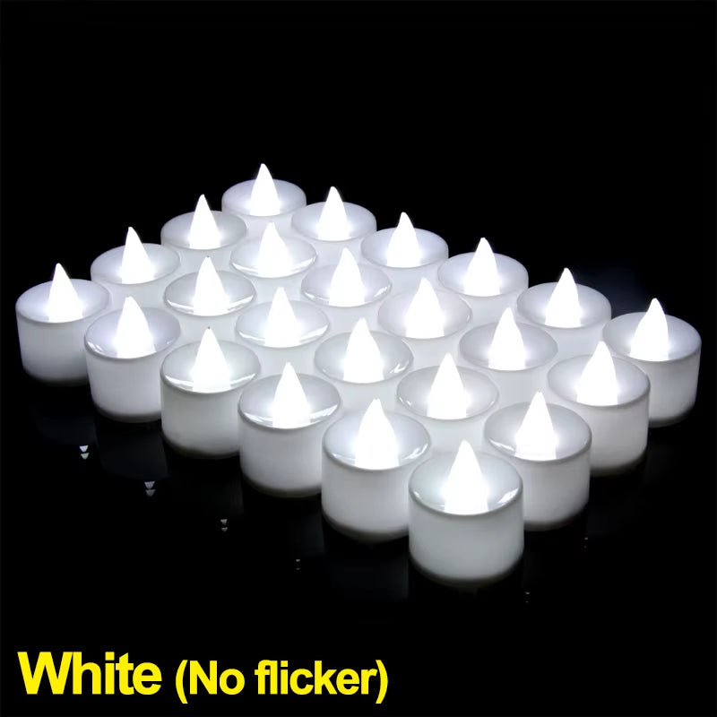 Set of 12 Flameless LED Tea Lights - Warm White Creative Candles for Halloween, Weddings, and Christmas Decor