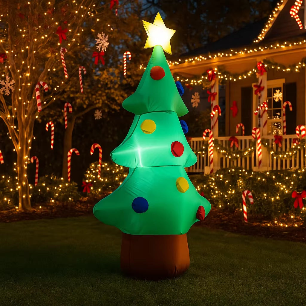 5.9FT Inflatable LED Christmas Tree - Eye-Catching Outdoor Holiday Decoration for Your Yard and Party!
