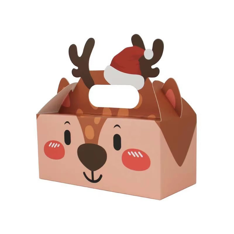 8Pcs Christmas Gift Boxes Kraft Paper/Plastic Candy Cookies Snack Boxes for Xmas New Year Party Biscuit Bag Noel Navidad