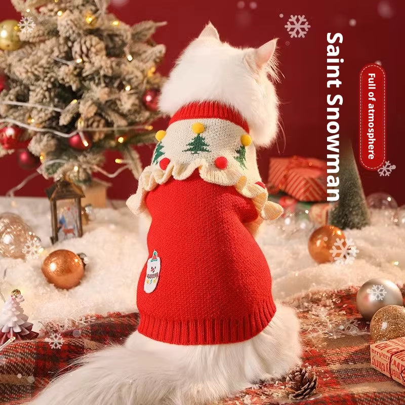 Adorable Christmas Cat & Dog Costumes - Cozy Santa Sweater for Holiday Fun!