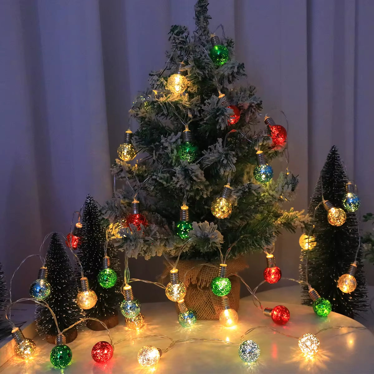 10/20 LED Flashing Christmas Ball String Lights, Fairy Light Holiday Hanging Decorations, Suitable for Decorating Christmas, Hal