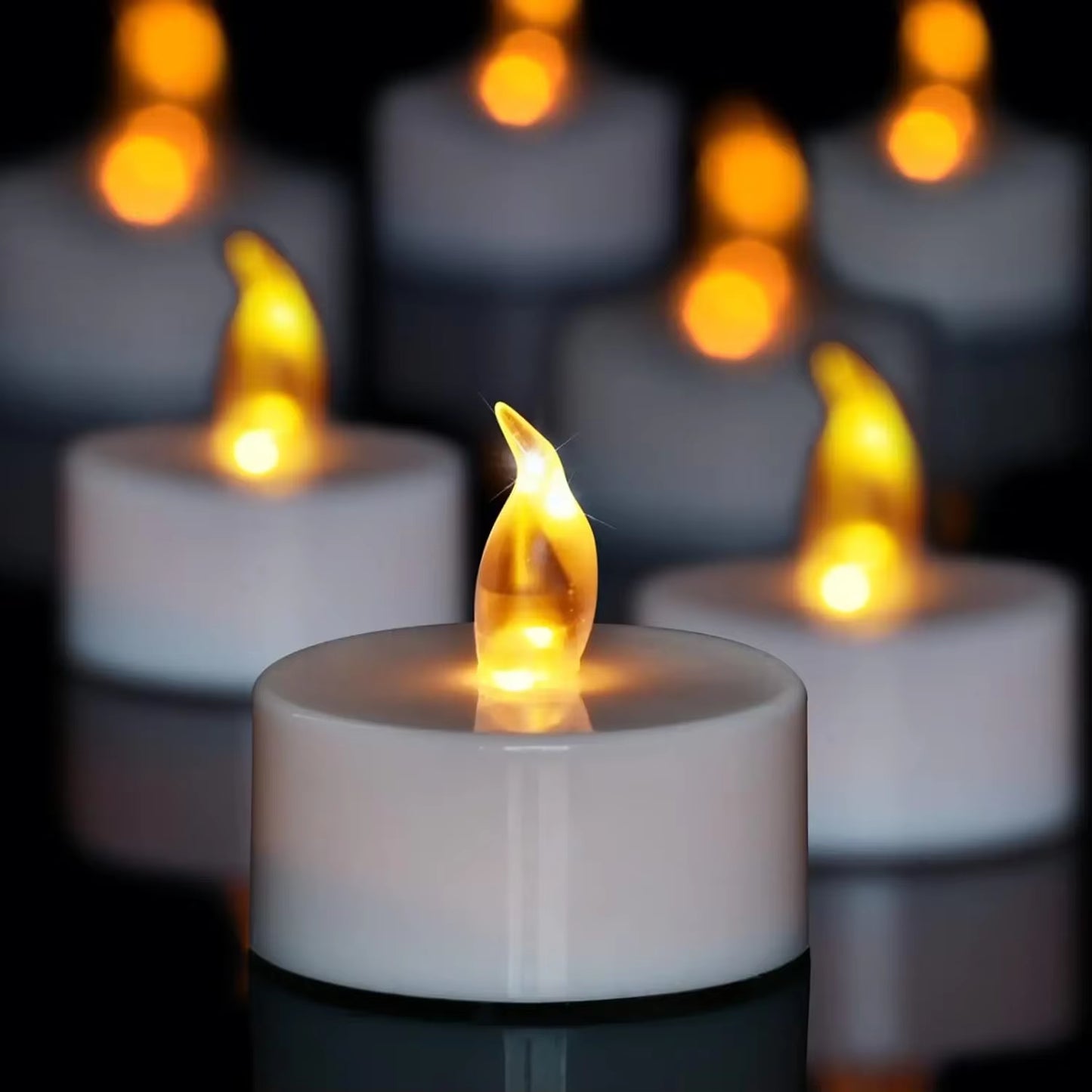 24Pcs Flameless LED Candle Set - Warm White Tea Lights for Halloween & Christmas Decor