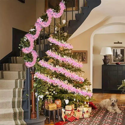 Stunning 78.7 Inch Pink Tinsel Garland - Sparkling Metallic Glitter for Christmas, Weddings, Birthdays & Holiday Home Decor (1-10PCS)