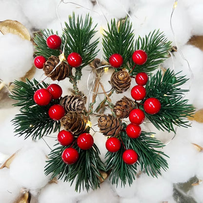10PCS Festive Christmas Pine Cone & Red Berry Picks - Perfect for DIY Wreaths & Holiday Decorations!
