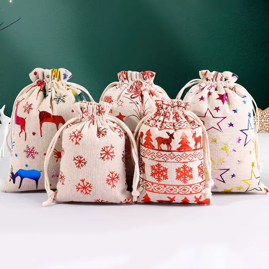 2023 Festive Burlap Drawstring Gift Bags - Perfect for Christmas Treats, Candy, and New Year Celebrations!