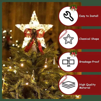 Battery Operated LED Christmas Tree Star Topper - Festive Treetop Decoration for a Magical Holiday Touch