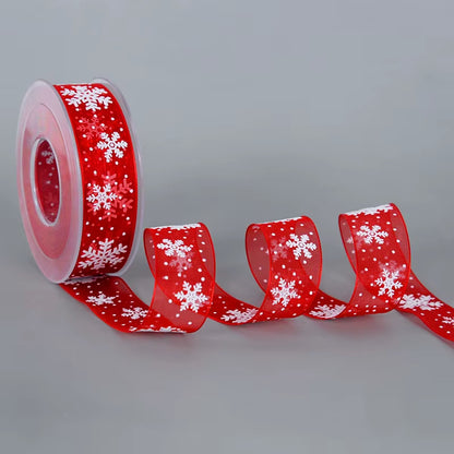 5M Christmas Satin Ribbons with Snowflake Pattern - Perfect for Gift Bows, DIY Crafts, and Holiday Decor