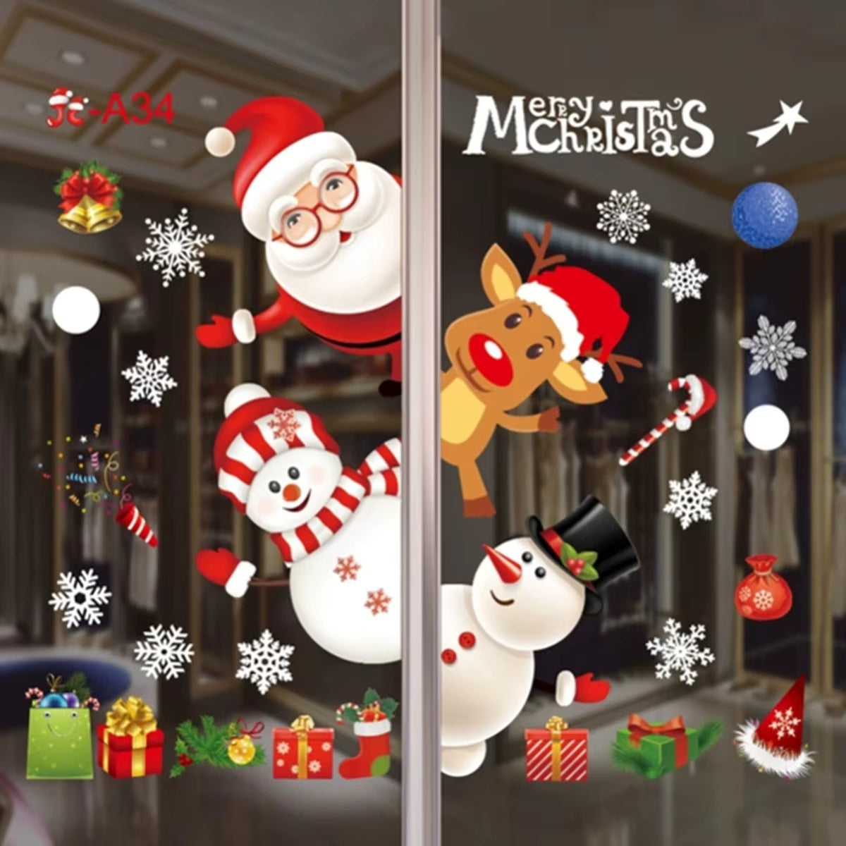 Merry Christmas Window Stickers - Festive Decorations for Home & Kids Room - New Year 2026 Wall Stickers