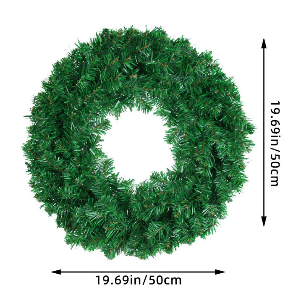 Seasonal Artificial Green Wreath - 30/40/50Cm PVC Wall Decor with Christmas Ribbon for Front Door & Fall Celebrations
