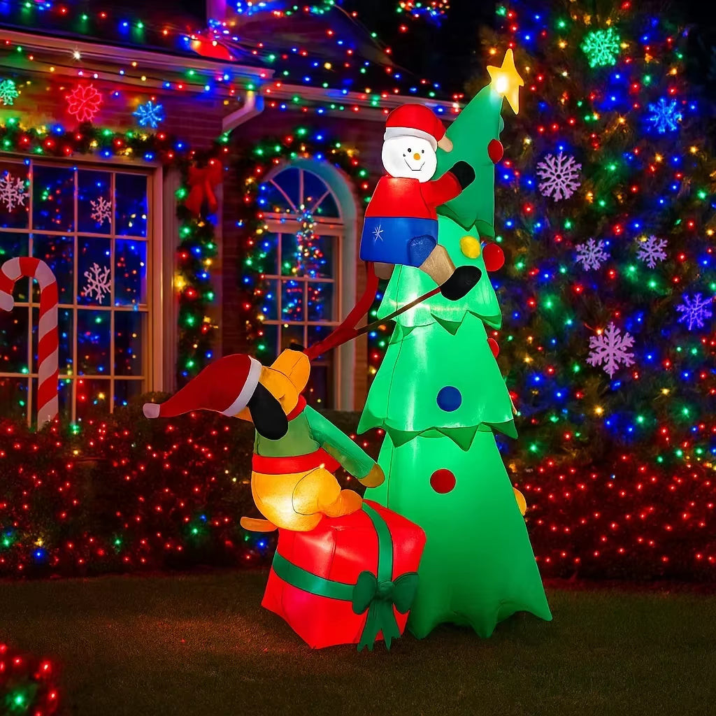 6.8FT Inflatable Santa Claus Climbing Tree with LED Lights - Perfect Christmas Yard Decoration!
