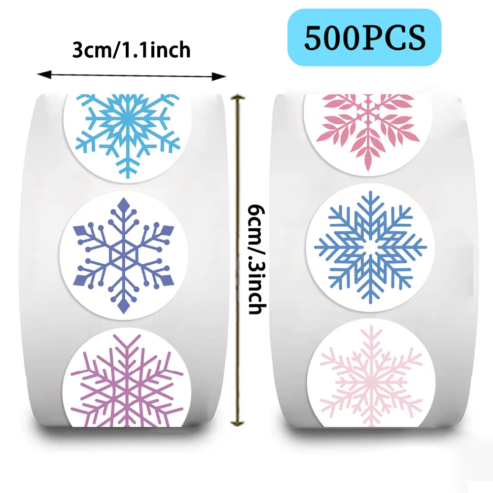 500Pcs Festive Christmas Sticker Roll - Snowman, Snowflake & Santa Claus Reward Labels for Kids' Toys and Thank You Gifts