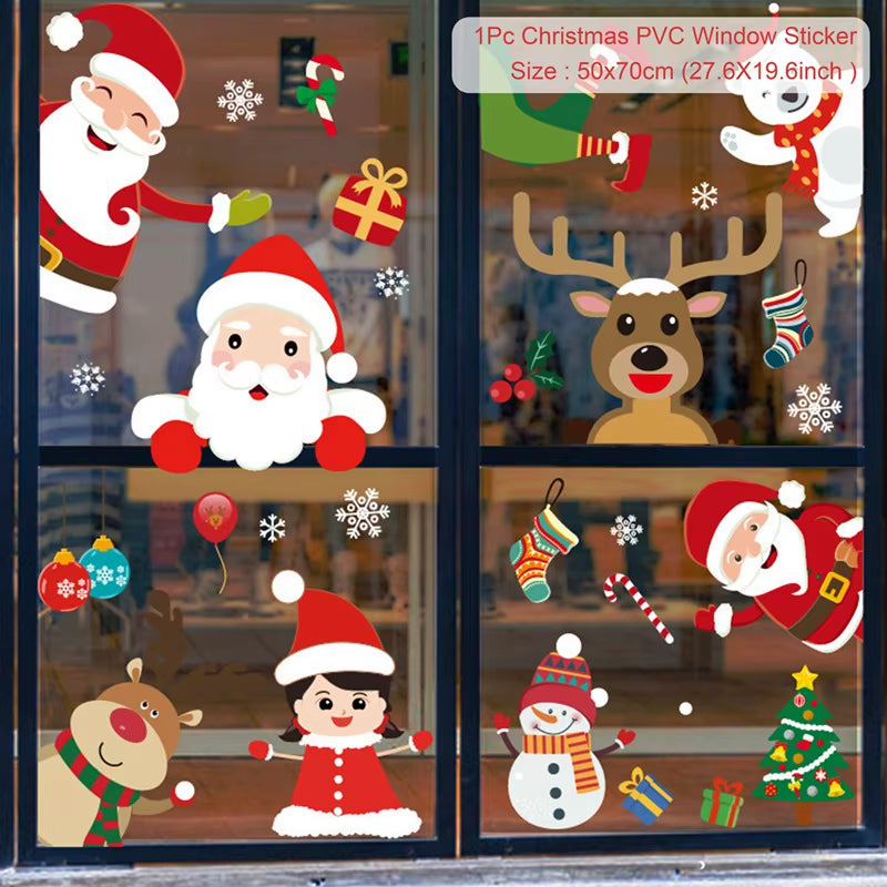 Merry Christmas Window Stickers - Festive Decorations for Home & Kids Room - New Year 2026 Wall Stickers