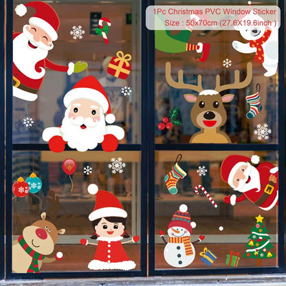 Merry Christmas Window Stickers - Festive Decorations for Home & Kids Room - New Year 2026 Wall Stickers