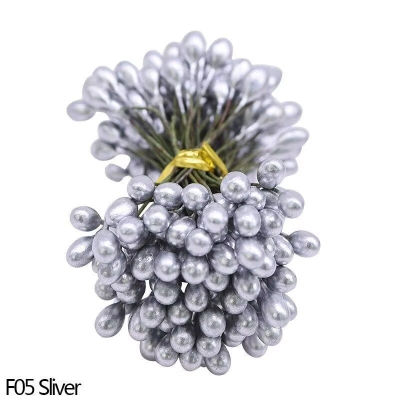 Stunning 5mm Gold & Silver Artificial Berry Stamen Mini Flowers for DIY Wreaths & Wedding Decor