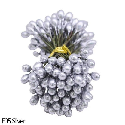 Stunning 5mm Gold & Silver Artificial Berry Stamen Mini Flowers for DIY Wreaths & Wedding Decor