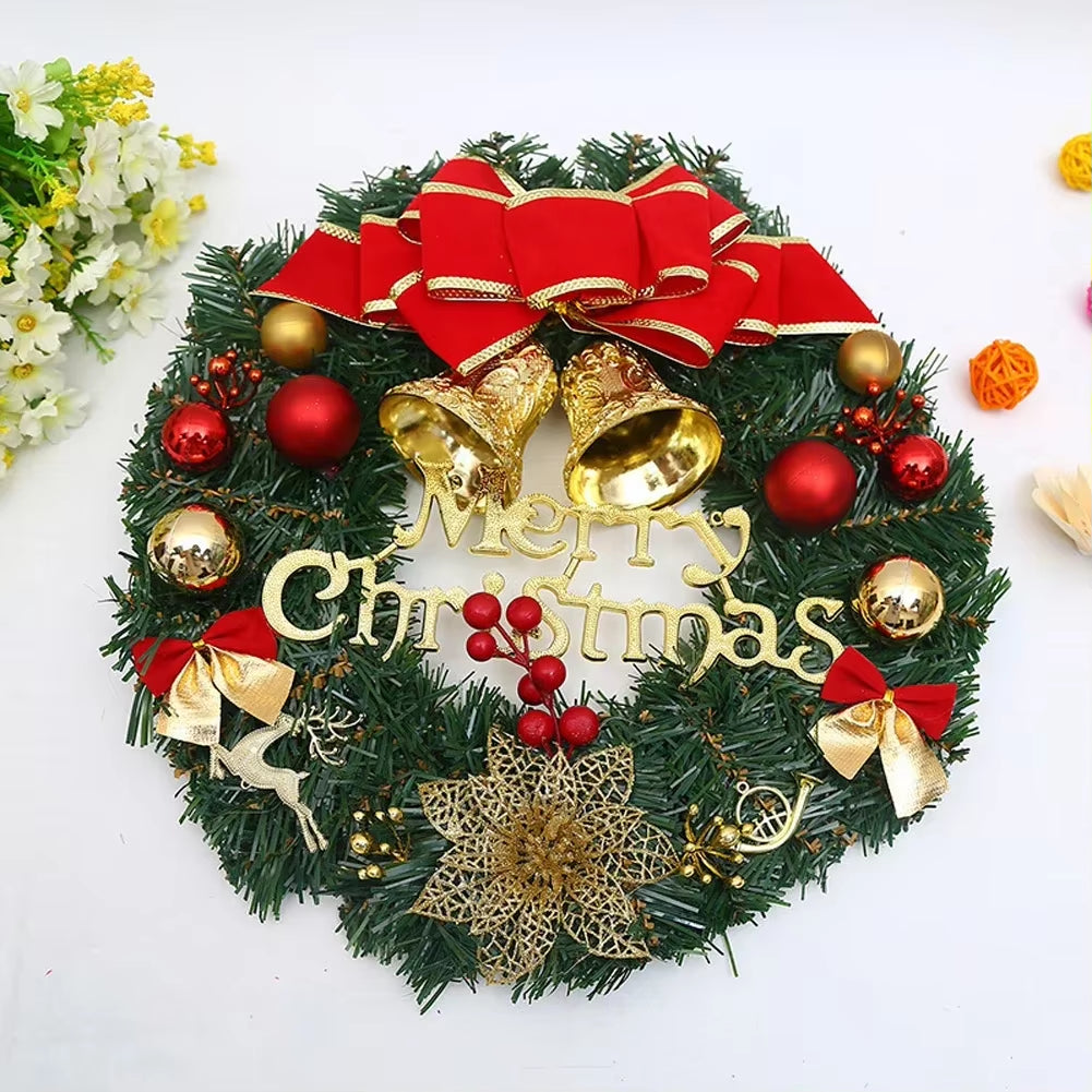 Festive Christmas Wreath for Front Door - Elegant Winter Decor with Flowers and Pine Cones for Holiday Celebrations