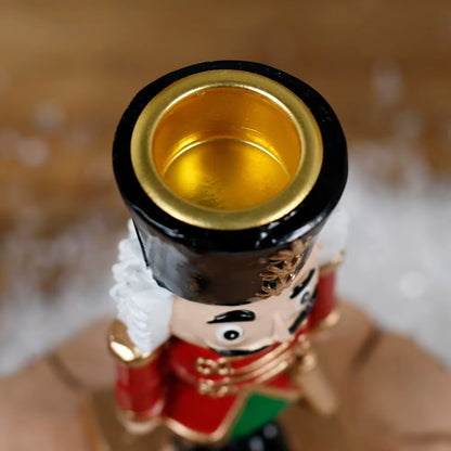 Charming Santa Claus Nutcracker Candle Holder Figurines - Perfect Indoor Christmas Tabletop Centerpieces!