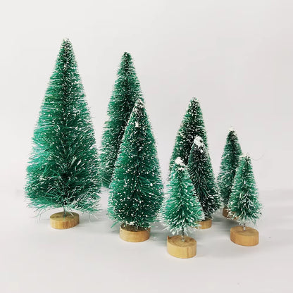 Mini Christmas Trees Set - 5/8 Pcs Small Artificial Cedar Pine Sisal Tabletop Decorations for Merry Christmas Parties