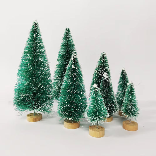 Mini Christmas Trees Set - 5/8 Pcs Small Artificial Cedar Pine Sisal Tabletop Decorations for Merry Christmas Parties