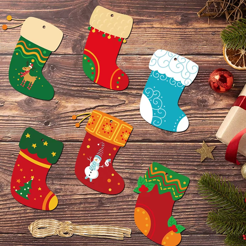 12Pcs Creative Christmas Stocking Hanging Decorations for Festive Party & Tree Scene