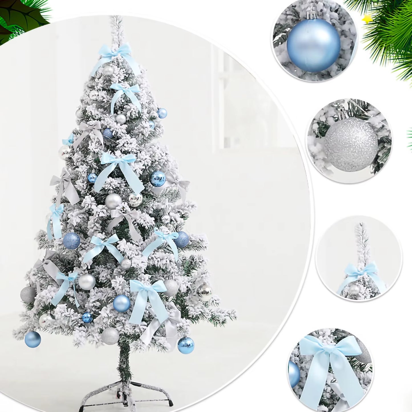 Exquisite 60Cm Blue Flocked Cedar Christmas Tree - Perfect for Holiday Decor & Shopping Mall Displays