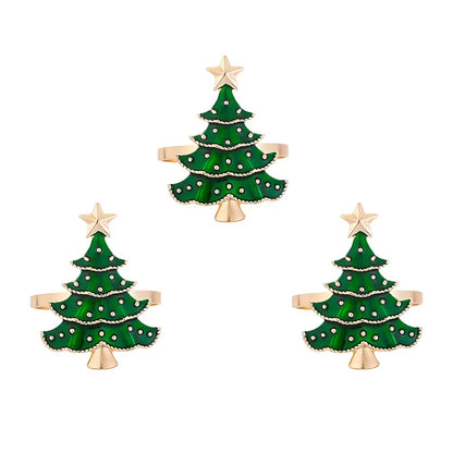 Elegant Christmas Napkin Rings - Set of 1/6 Pcs - Festive Tree Ornaments for Holiday Table Decor & New Year Celebrations