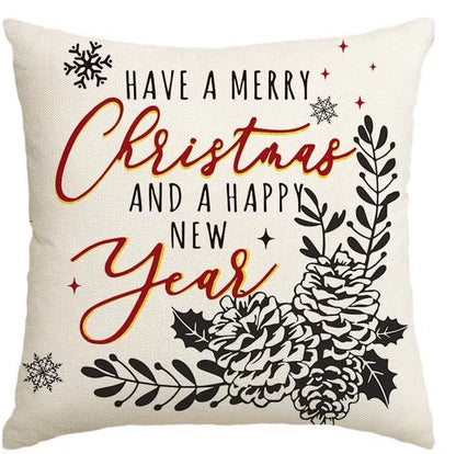 Festive Christmas Tree & Snowflake Throw Pillow Covers - Set of 4 for Cozy Holiday Decor on Sofa & Couch
