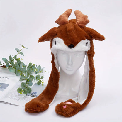 Festive Moving Ears Santa Hat with Reindeer Pinch Airbag - Fun Headband Decoration for Christmas!