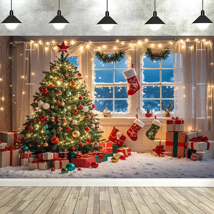 Festive Christmas Red Photography Backdrop - Perfect for Holiday Parties, Family Gatherings, and New Year Celebrations!