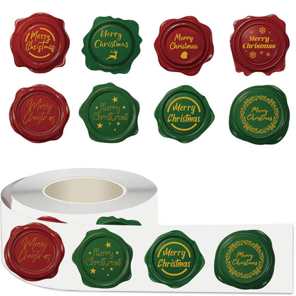 500PCS Festive Christmas Gift Stickers - Self-Adhesive Wax Seal Labels for Holiday Gift Wrapping & Party Decorations