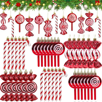 Festive 6-24PCS Christmas Lollipop Candy Cane Ornaments - Perfect for Tree Decorations & Holiday Party Gifts!