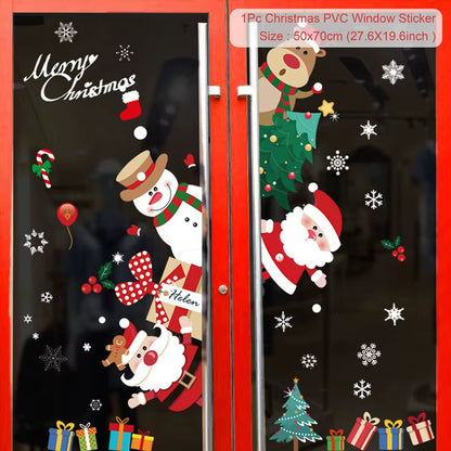 Merry Christmas Window Stickers - Festive Decorations for Home & Kids Room - New Year 2026 Wall Stickers