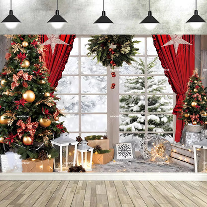 Winter Wonderland Christmas Tree Photo Background - Perfect Holiday Party Decoration & Prop