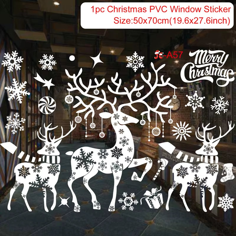 Merry Christmas Window Stickers - Festive Decorations for Home & Kids Room - New Year 2026 Wall Stickers