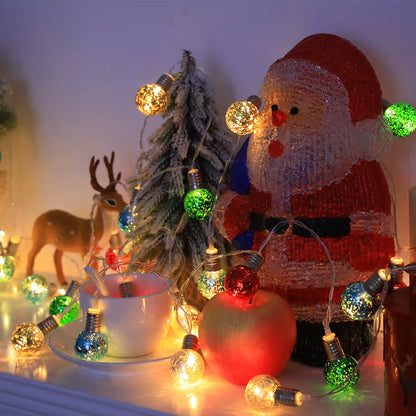 10/20 LED Flashing Christmas Ball String Lights, Fairy Light Holiday Hanging Decorations, Suitable for Decorating Christmas, Hal