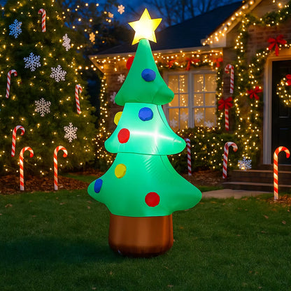 5.9FT Inflatable LED Christmas Tree - Eye-Catching Outdoor Holiday Decoration for Your Yard and Party!